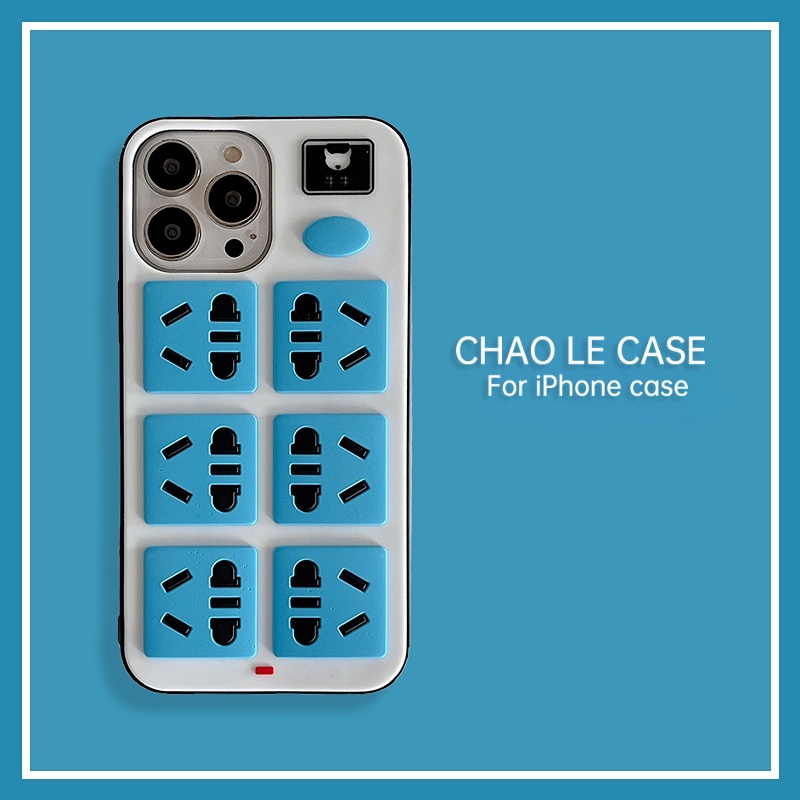 Ốp Điện Thoại Chống Sốc Có Ổ Cắm Hình Vui Nhộn Ba Chiều Cho iPhone 13 12pro 11 xr xsmax