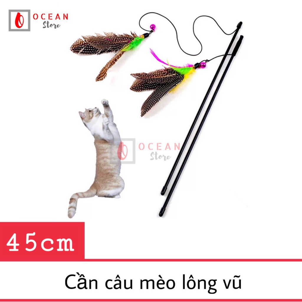 Cần câu đồ chơi cho mèo - Cần câu hình lông vũ có chuông nhỏ