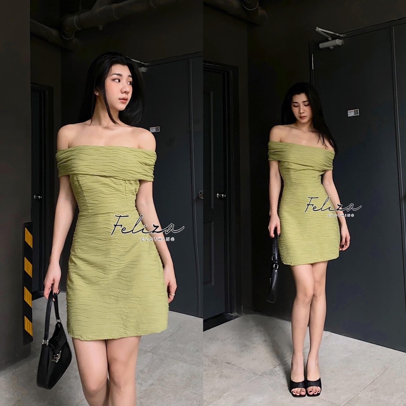 Váy dáng A bẹt vai🤍