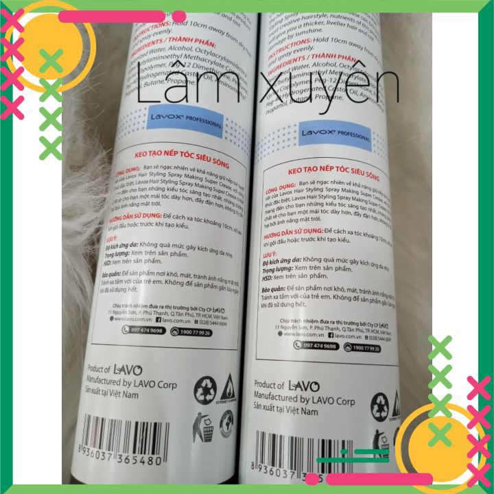 Keo xịt tóc tạo kiểu Lavox 420ml cứng mềm bới tóc cô dâu (gôm xịt) nắp tím, đen 😘 FREESHIP 🍔 Định hình kiểu tóc tự nhiên