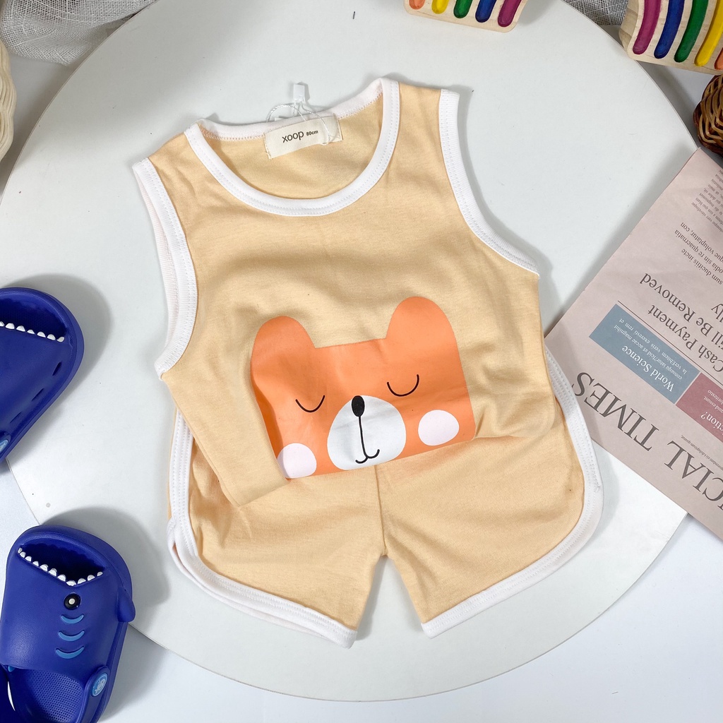 [SALE] Bộ Ba Lỗ Bé Gái, Bé Trai Minky Mom Vải Cotton Borip Động Vật Cổ Viền, Áo Thun 3 Lỗ Cho Bé Mặc Hè MKM3LO2202