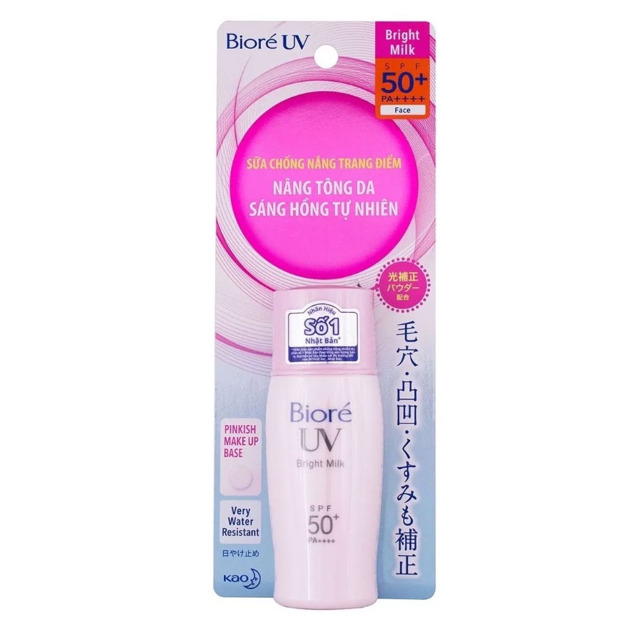 Sữa chống nắng sáng hồng tự nhiên Biore UV Bright Face Milk SPF 50+/PA++++