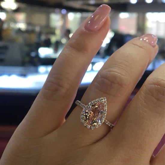 Nhẫn Đính Hôn Mạ Vàng Hồng 14k Đính Đá Topaz