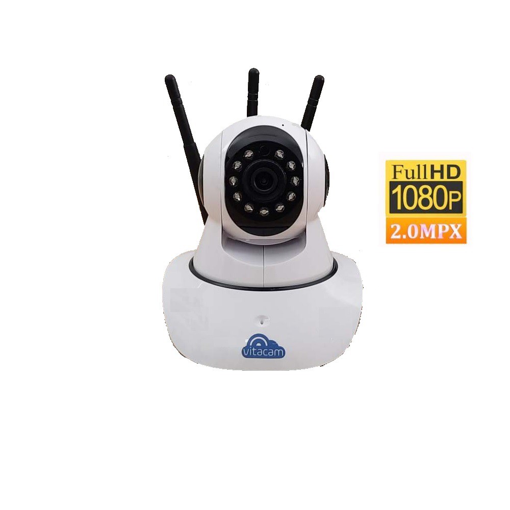 Camera IP Wifi Vitacam C780 3 Râu 2.0M HD 1080P 11 đèn hồng ngoại đàm thoại 2 chiều (Trắng)