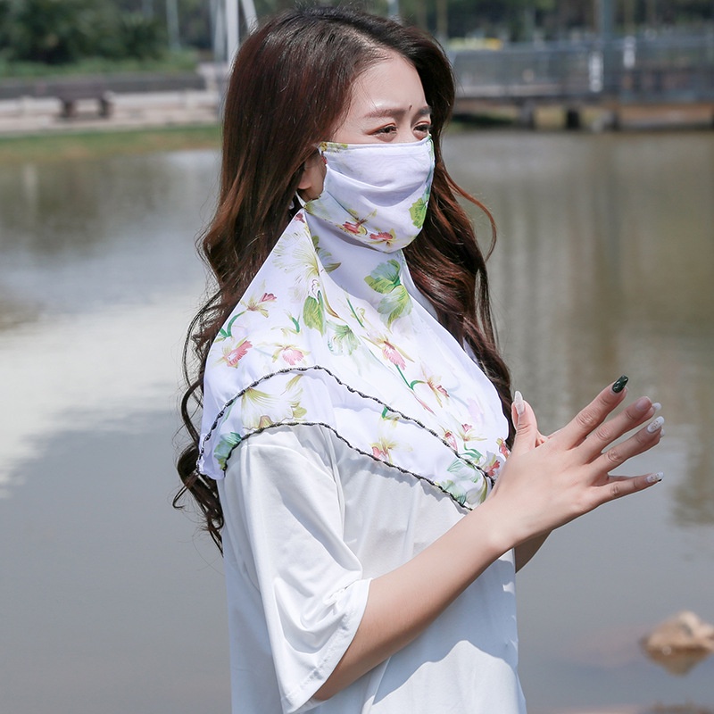 Khẩu Trang Lớn Che Mặt Chống Tia Cực Tím Bằng Vải Voan In Hoa Có Thể Giặt Và Tái Sử Dụng