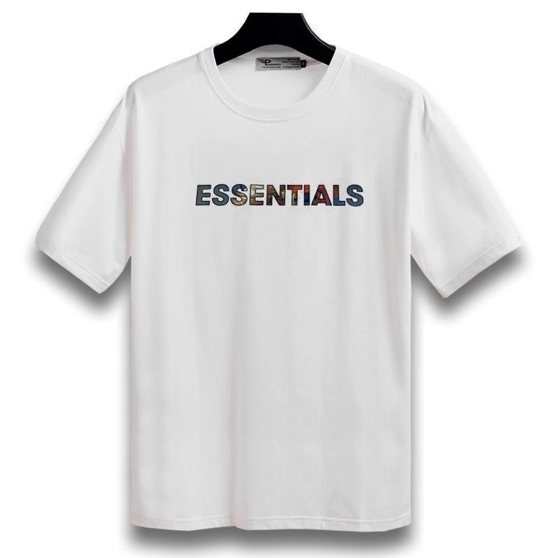 Áo thun tay lỡ ESSENTAIL logo đa sắc UNISEX BASIC , áo phông cotton nam nữ unisex. MIKE UNISEX STORE