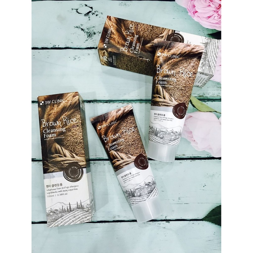 Sữa rửa mặt làm sạch sâu và sáng da chiết xuất từ lúa mạch 3W CLINIC BROWN RICE CLEANSING FOAM 100ml-Hàn Quốc Chính Hãng | BigBuy360 - bigbuy360.vn
