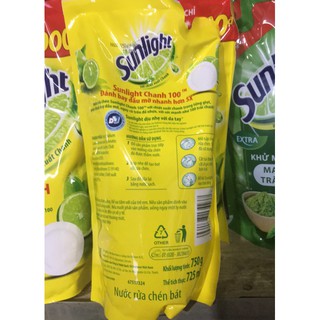 Nước rửa chén Sunlight Chanh 100 túi 750g