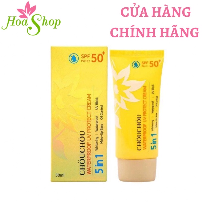 KEM CHỐNG NẮNG 5 IN 1 CHOU CHOU WATERPROOF UV PROTECT CREAM SPF50+