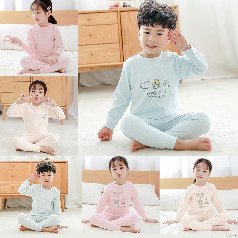 Bộ Đồ Ngủ Cotton In Hoạt Hình Cho Bé