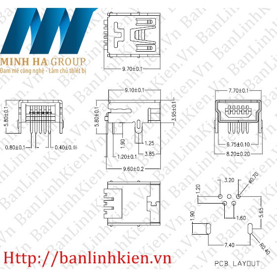 Đầu MiniUSB 5P DIP