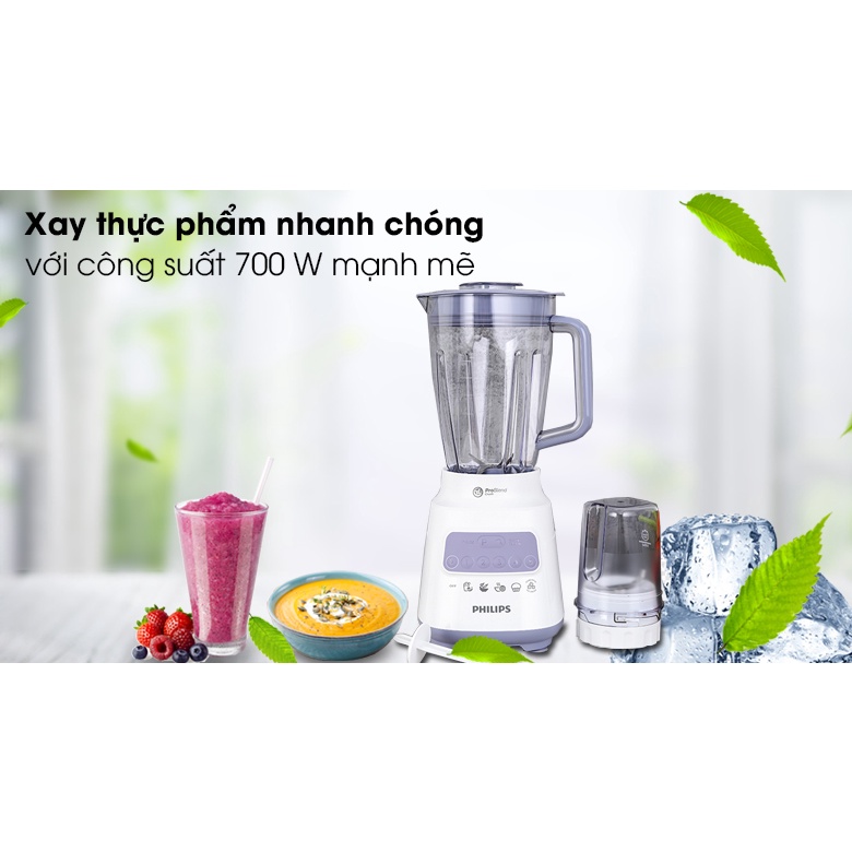 Máy xay sinh tố Philips HR2221 - 700W, cối xay kháng vỡ, xay đá, bảo hành 2 năm | Hàng chính hãng
