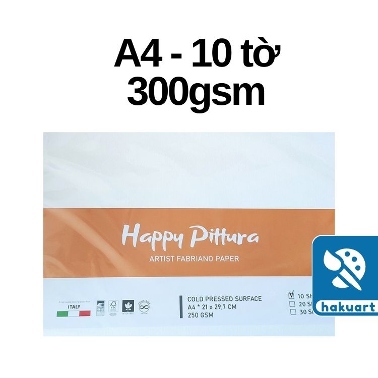 Giấy Vẽ Màu Nước HAPPY 300gsm (vân nổi Cold) - Họa Cụ Hakuart