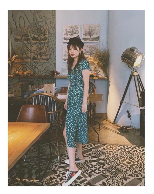 ĐẦM MAXI HOA NHÍ XANH VẠT CHÉO | BigBuy360 - bigbuy360.vn