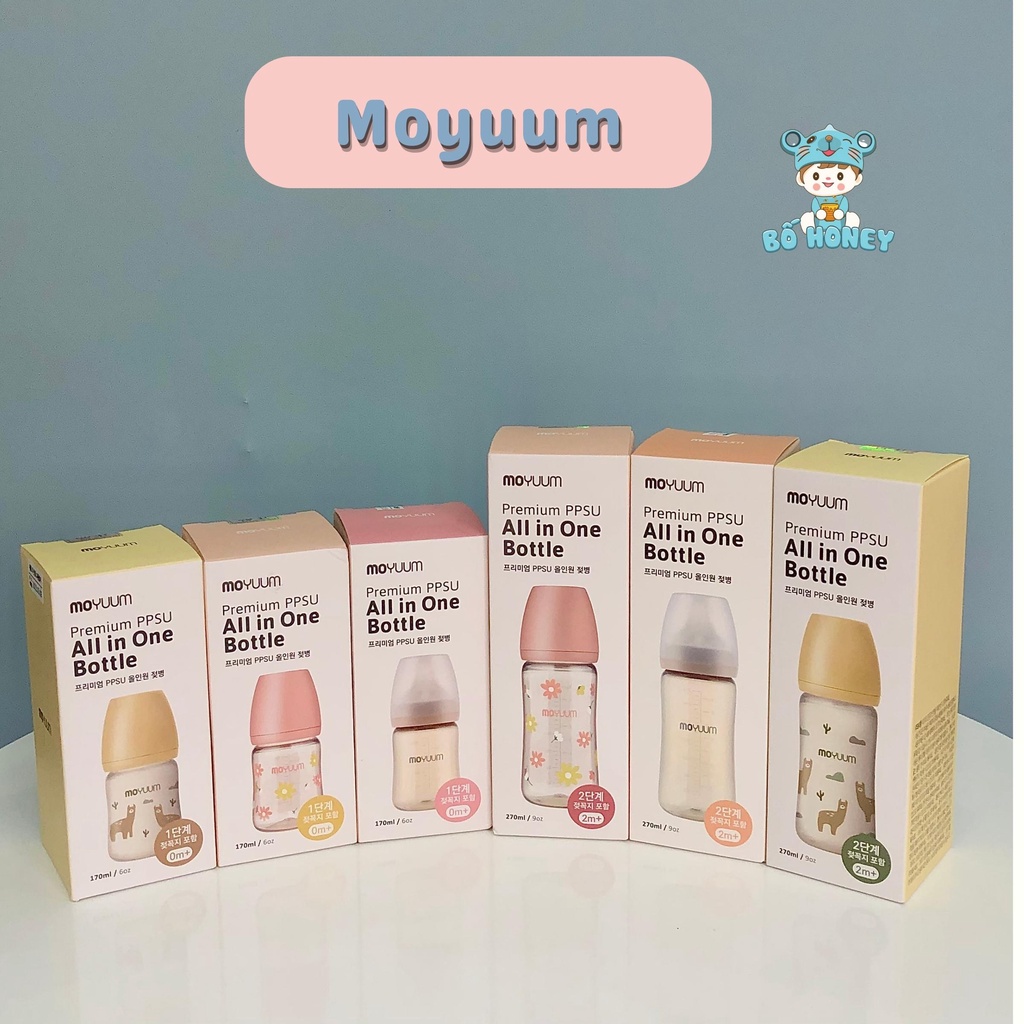 Bình sữa Moyuum Hoa cúc, Moyumm Lạc đà 170ml/270ml chính hãng Bố Honey