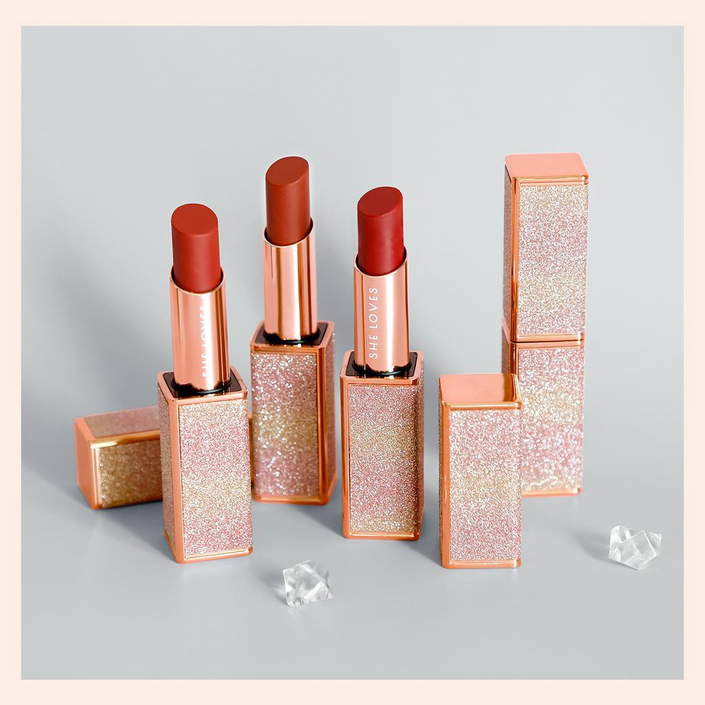 [Hàng mới về] Son Sáp Sheloves Tông Nhung Lì Với Vỏ Hình Bầu Trời Sao 6 Màu Tùy Chọn