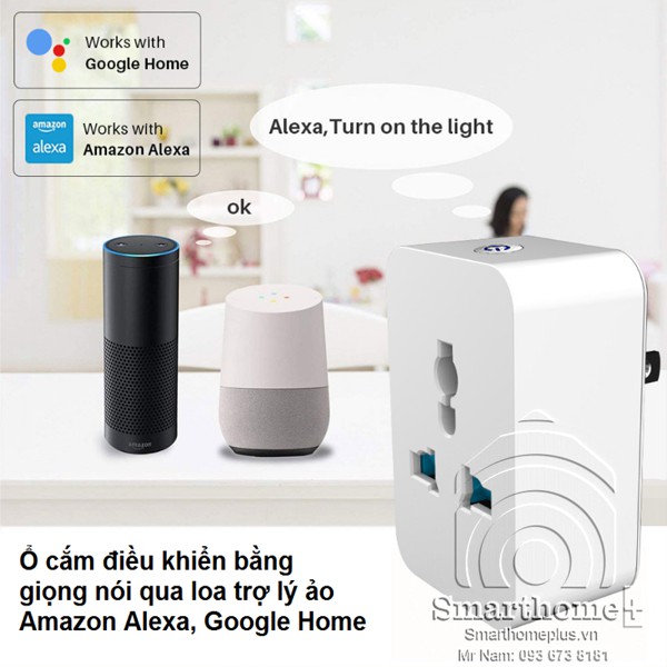 Ổ Cắm Wifi Chân Đa Năng Đo Công Suất Tiêu Thụ 15A Tuya TC7