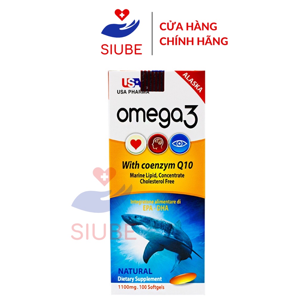 (HÀNG CHÍNH HÃNG) Viên uống dầu cá ALASKA OMEGA3 With coenzym Q10 (USA Pharma) hộp 1 lọ 100 viên