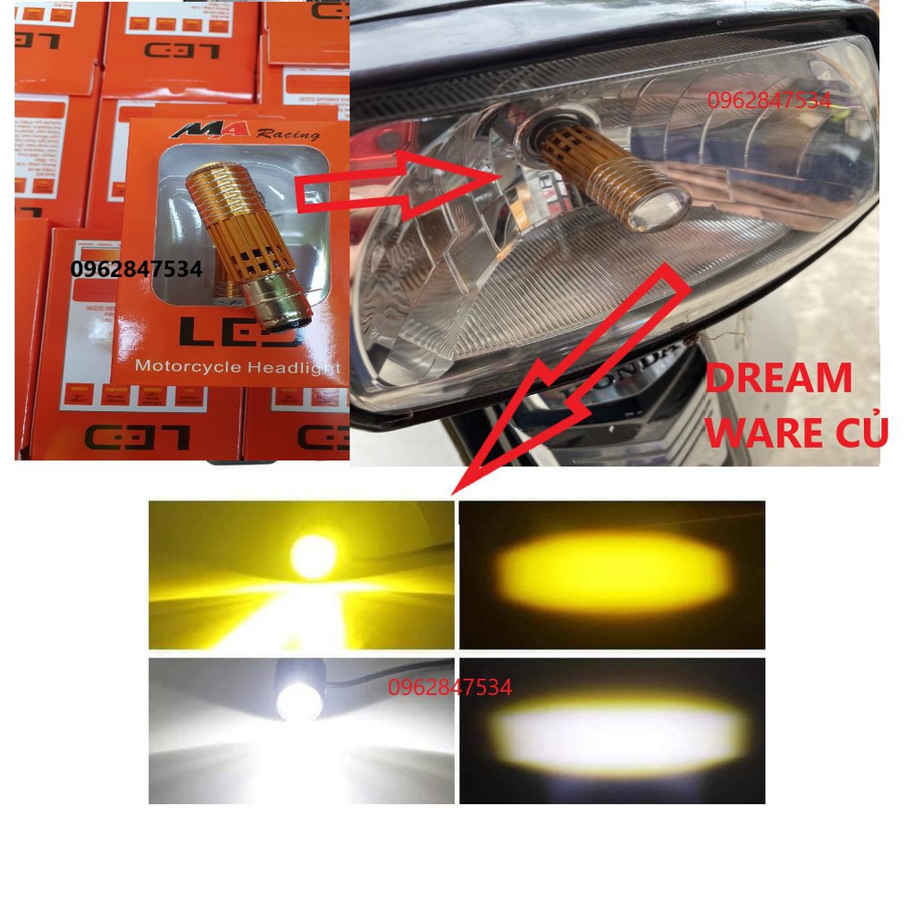 Đèn Led pha M5 gương cầu Mini Cos Vàng Pha Trắng cho dream ware 2 đèn sirius đầu đèn helo - dochoixemay
