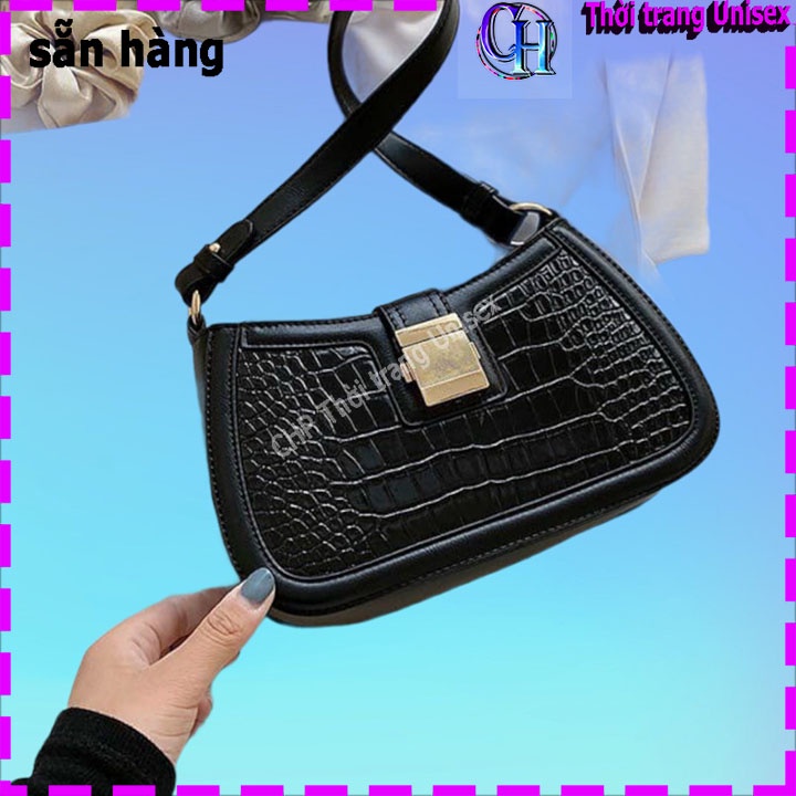 [Xả kho - LOẠI 1] Túi Kẹp Nách Khóa Vuông Vân Da Rắn Cực Đẹp - Túi Xách Nữ Kẹp Nách