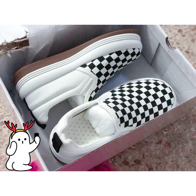 Giày canvas hoạ tiết kẻ caro phong cách thể thao kèm ảnh thật