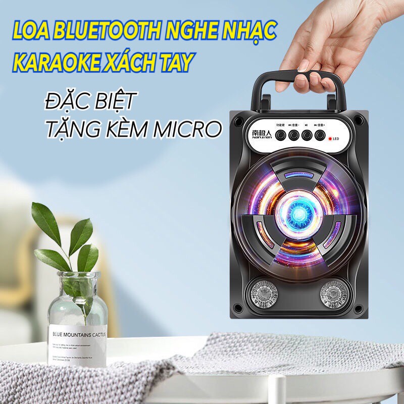 Loa bluetooth nghe nhạc radio có khay gim thẻ nhớ hát karaoke đa năng giá rẻ tặng kèm micro