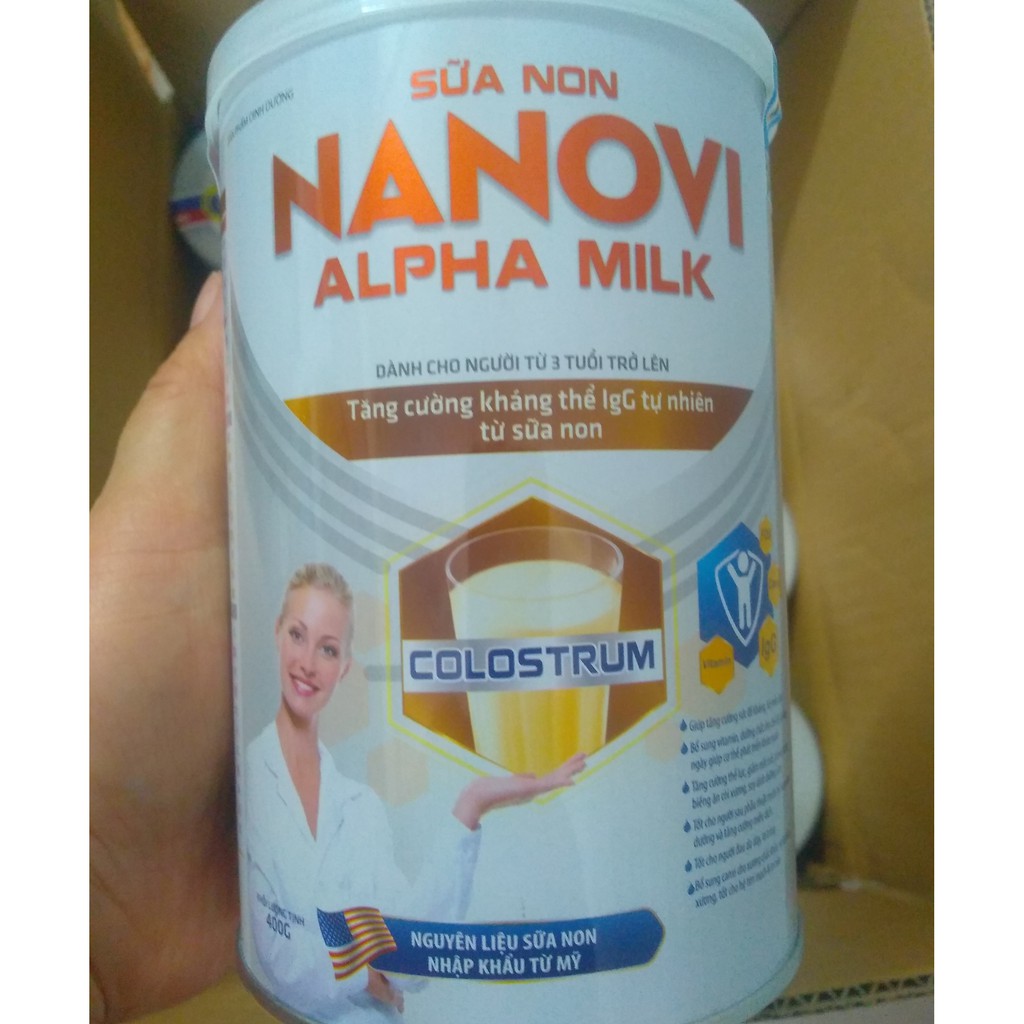 Sữa non Nanovi Alpha Milk 400g - Giúp tăng sức đề kháng, phục hồi nhanh sức khỏe, date 01/2024