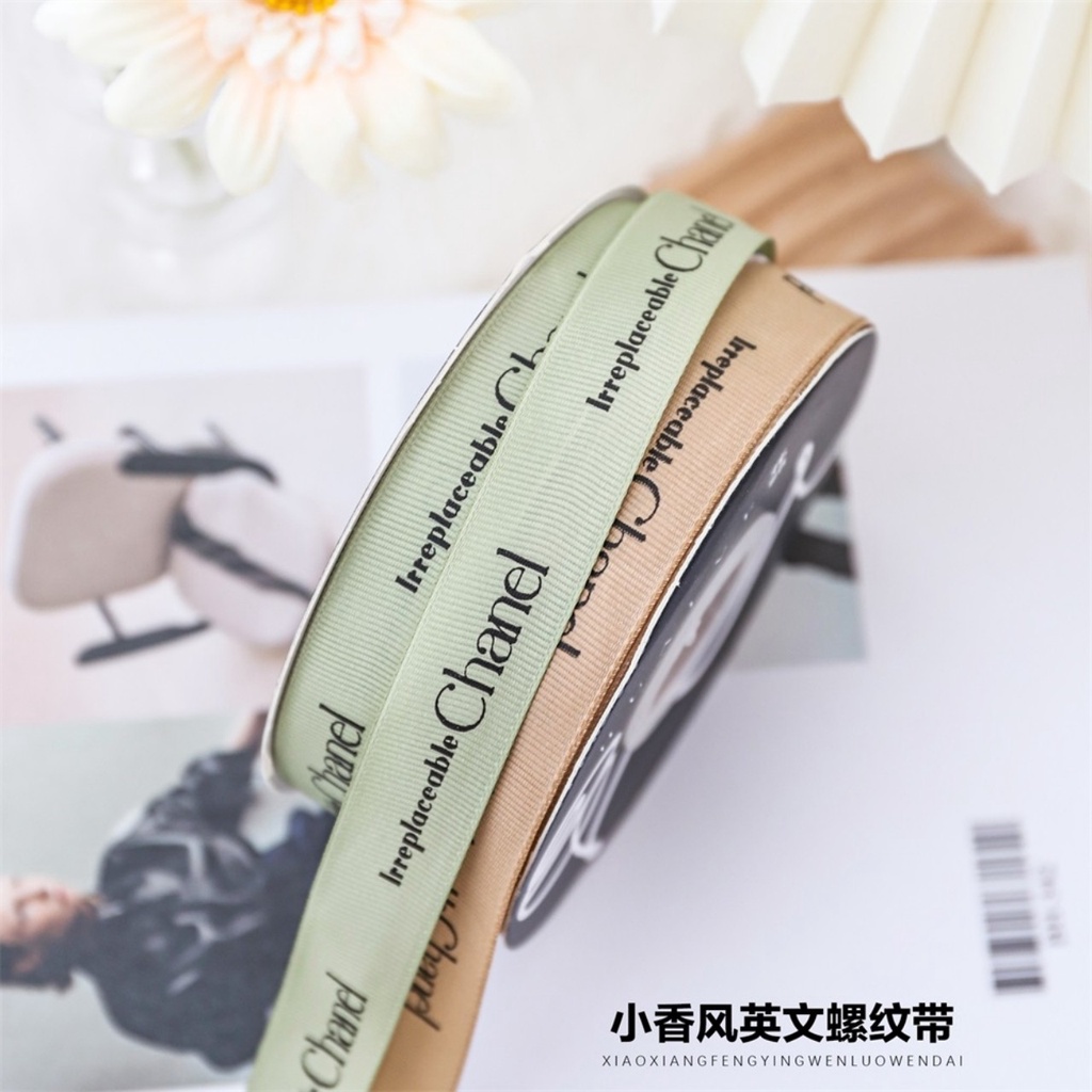 Ruy băng gân cao cấp có chữ bản rộng 2cm cuộn dài 45m