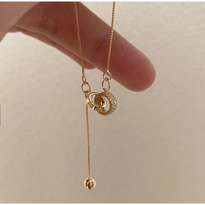 ✨✨Vòng cổ Hạt Tròn Mạ Bạc 925 Đính Đá Lấp Lánh Sang Trọng