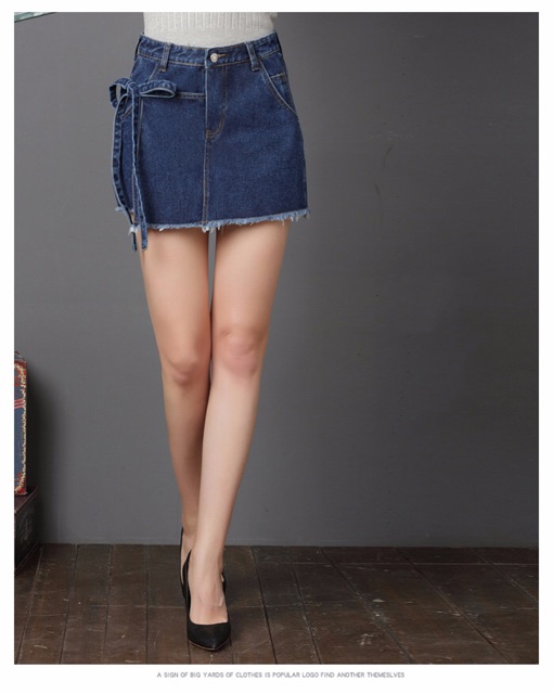 Quần váy jean big size lai tua rua thắt nơ size lớn 63-68kg