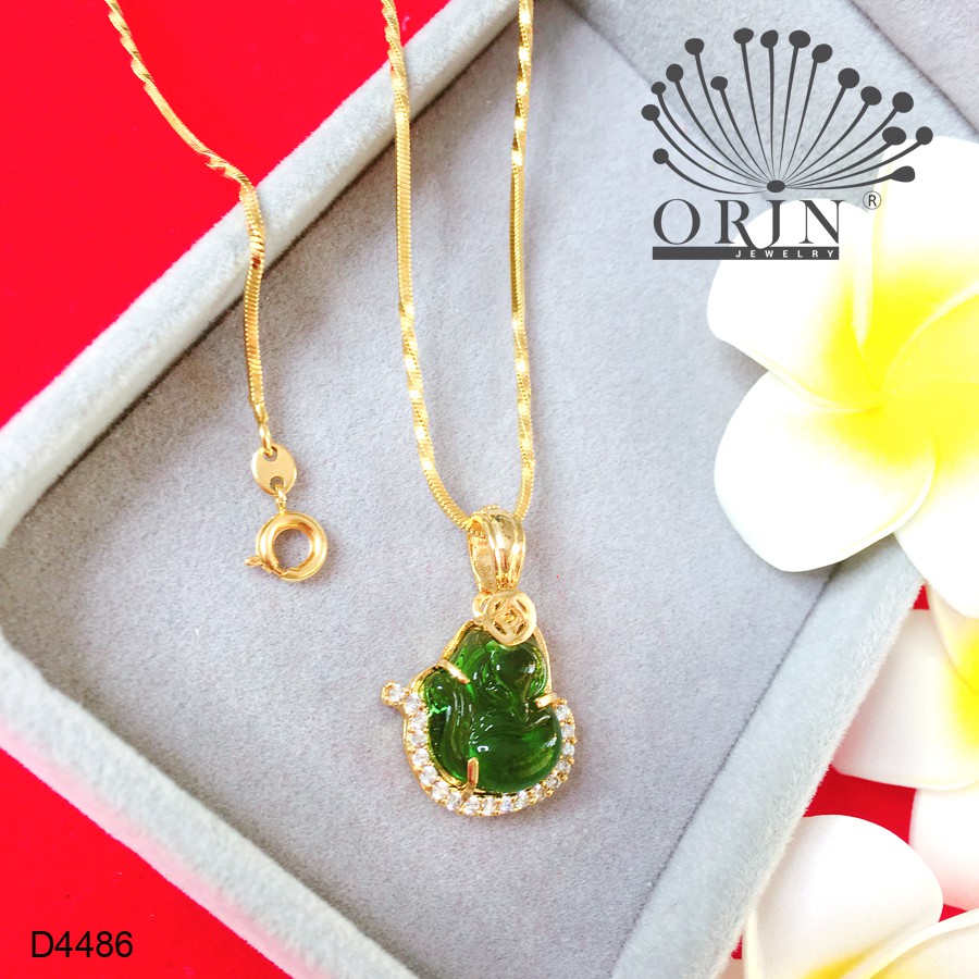 Dây chuyền dạng mì xoắn mặt hồ ly màu lục tài lộc may mắn tình duyên thiết kế cao cấp Orin D4486