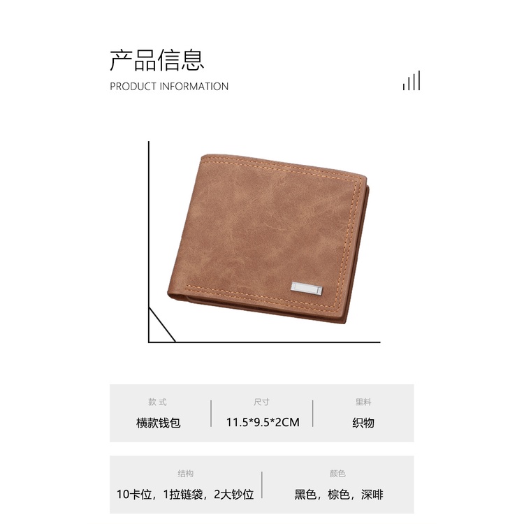 Ví cầm tay dáng ngắn có nhiều ngăn đựng thẻ thời trang cho nam