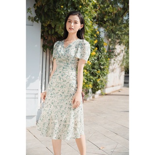 Lalya_váy nhún hông đuôi cá-xanh
