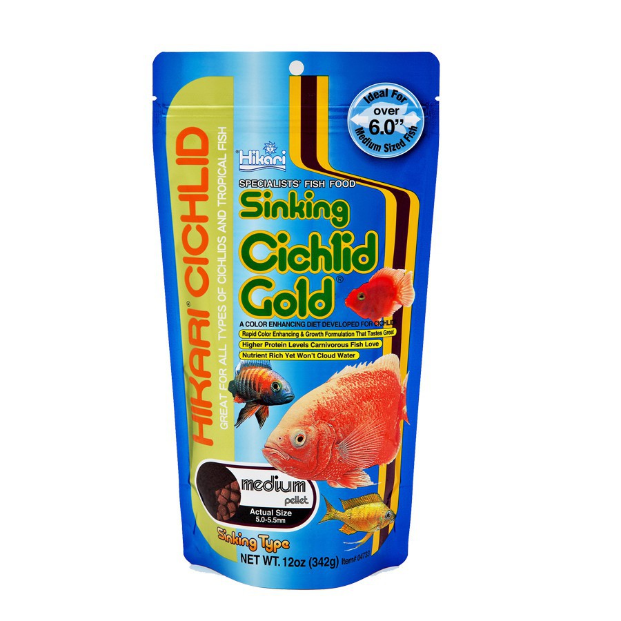 Hikari Sinking Cichlid Gold thức ăn tăng màu cho cá hạt lớn 342gram cá tai tượng hồng két hải hồ