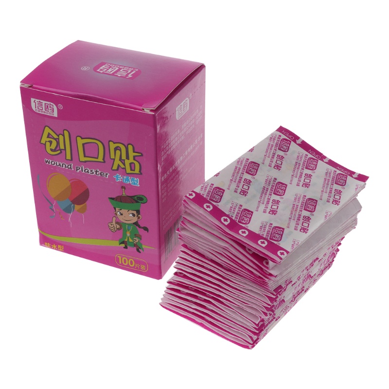 Set 100 băng cá nhân chống thấm nước thoáng khí hoạt hình