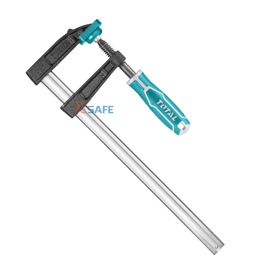 Kẹp gỗ chữ F TOTAL chất liệu thép Cr-V cao cấp, chống rỉ sét cong vênh trong quá trình sử dụng, thiết kế thông minh