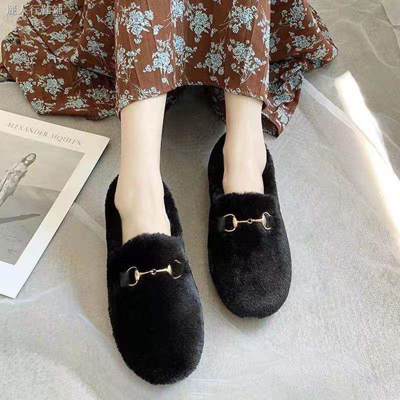 Plus Giày Lười Phối Nhung Dày Ấm Áp Xinh Xắn Cho Nữ Kiểu Hàn Quốc | BigBuy360 - bigbuy360.vn