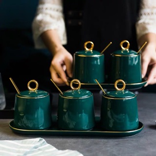 ( có sẵn) Lọ ( hũ , hộp) đựng gia vị sứ cao cấp