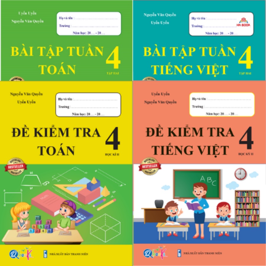 Sách - Combo Bài Tập Tuần và Đề Kiểm Tra Toán và Tiếng Việt 4 - Học Kì 2 (4 cuốn)