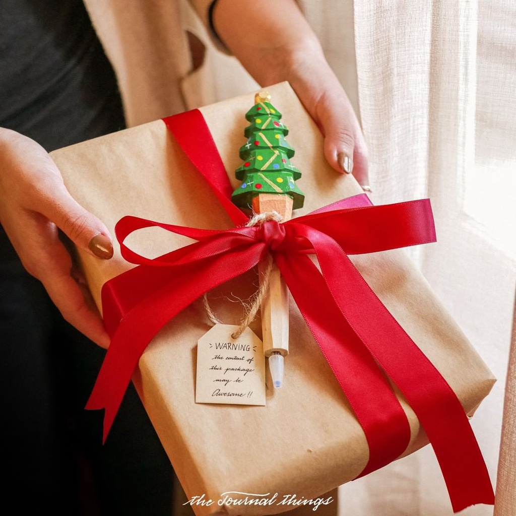 Bút Gel Gỗ Trang Trí Giáng Sinh, Christmas