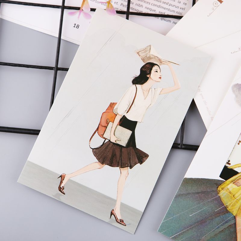 Set 30 Tấm Bưu Thiếp In Hình Phong Cách Cổ Điển