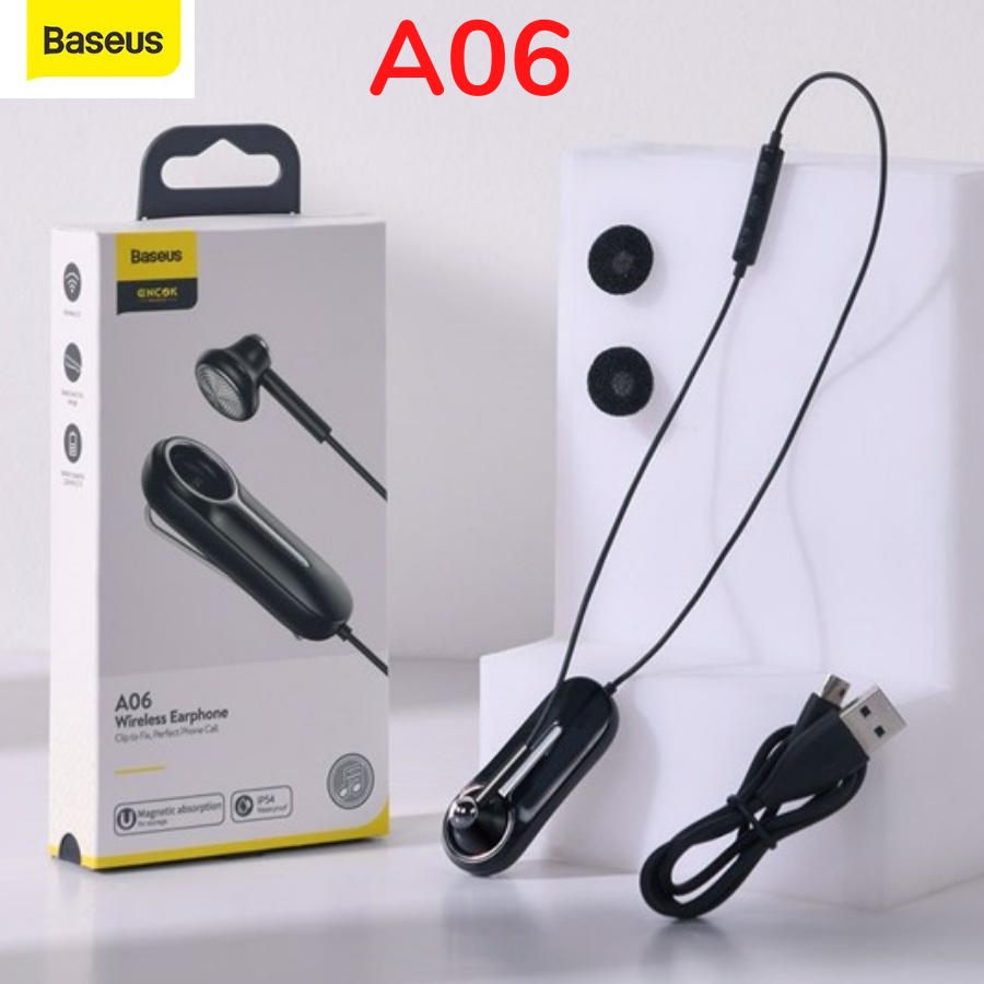 Tai nghe nhét tai không dây Encok A06 Bluetooth 5.0, Thiết Kế Đơn Chân Kẹp Áo Có Mic cho Iphone Xiaomi LV714