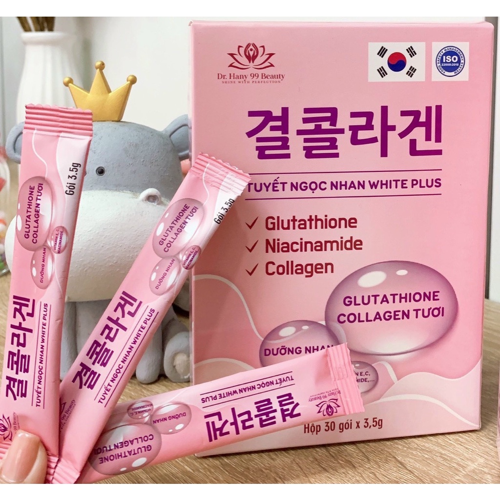 Collagen Tuyết Ngọc Nhan Hoàn Nguyễn x10 Dưỡng Trắng , mờ nám -  Collagen Truyền Trắng Hany Hộp 30 gói