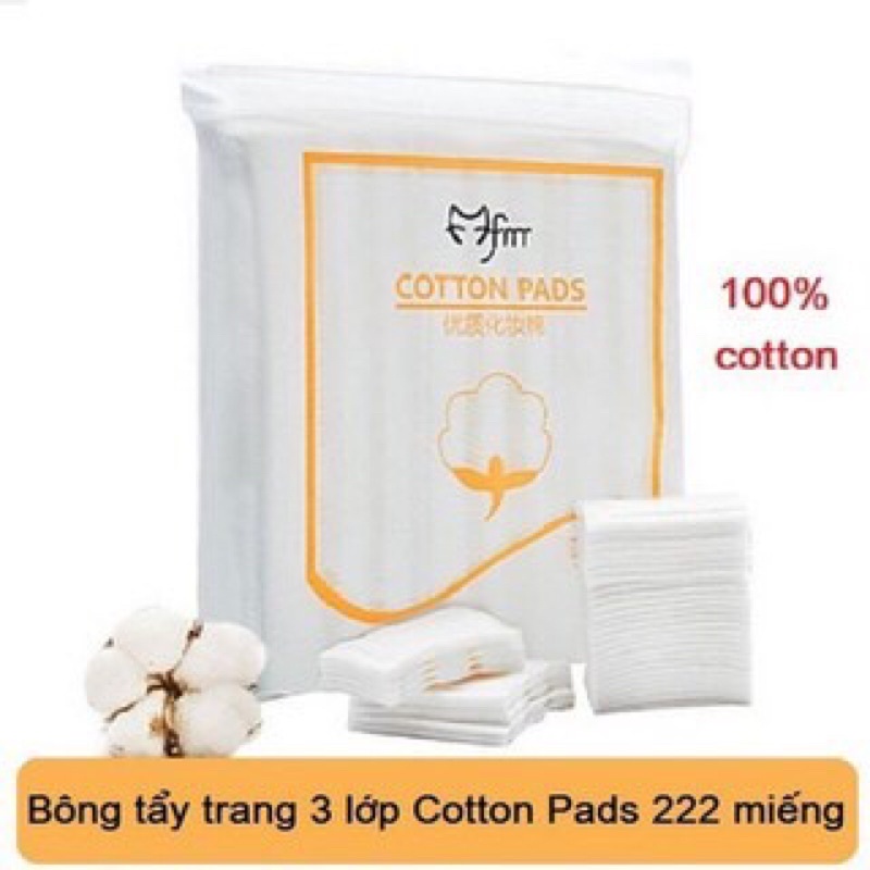 Bông tẩy trang 3 lớp Cotton Pads Túi 222 miếng