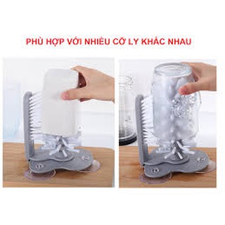 Dụng cụ cọ rửa ly tiện lợi có đế hít, dụng cụ nhà bếp thông minh rửa cốc chén 2 mặt
