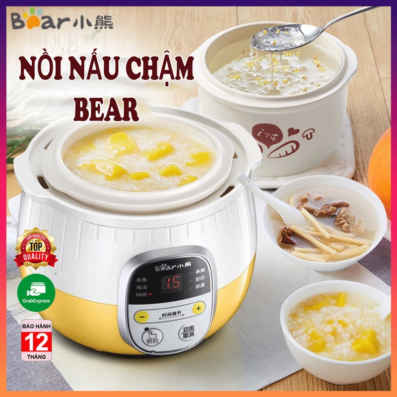 Nồi Nấu Cháo Chậm, Nồi Ninh Hầm Đa Năng Nấu Cách Thủy BEAR 0,8L