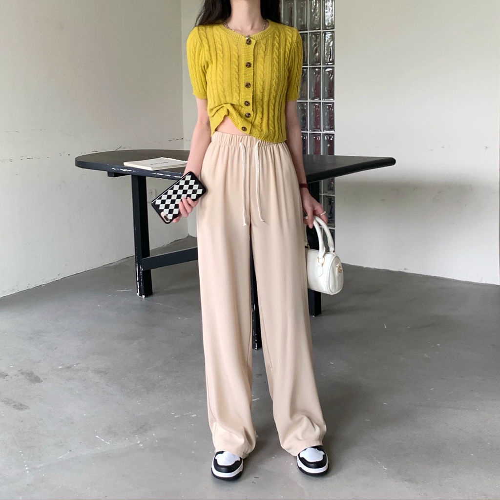 Quần ống rộng Lưng Cao Tôn Dáng Thời Trang Hè Cho Nữ