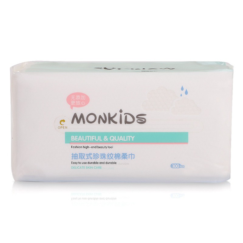 Set 100 Tờ Khăn Giấy Monkids Cotton Mềm Sử Dụng Một Lần Có Thể Dùng Khô Và Ướt