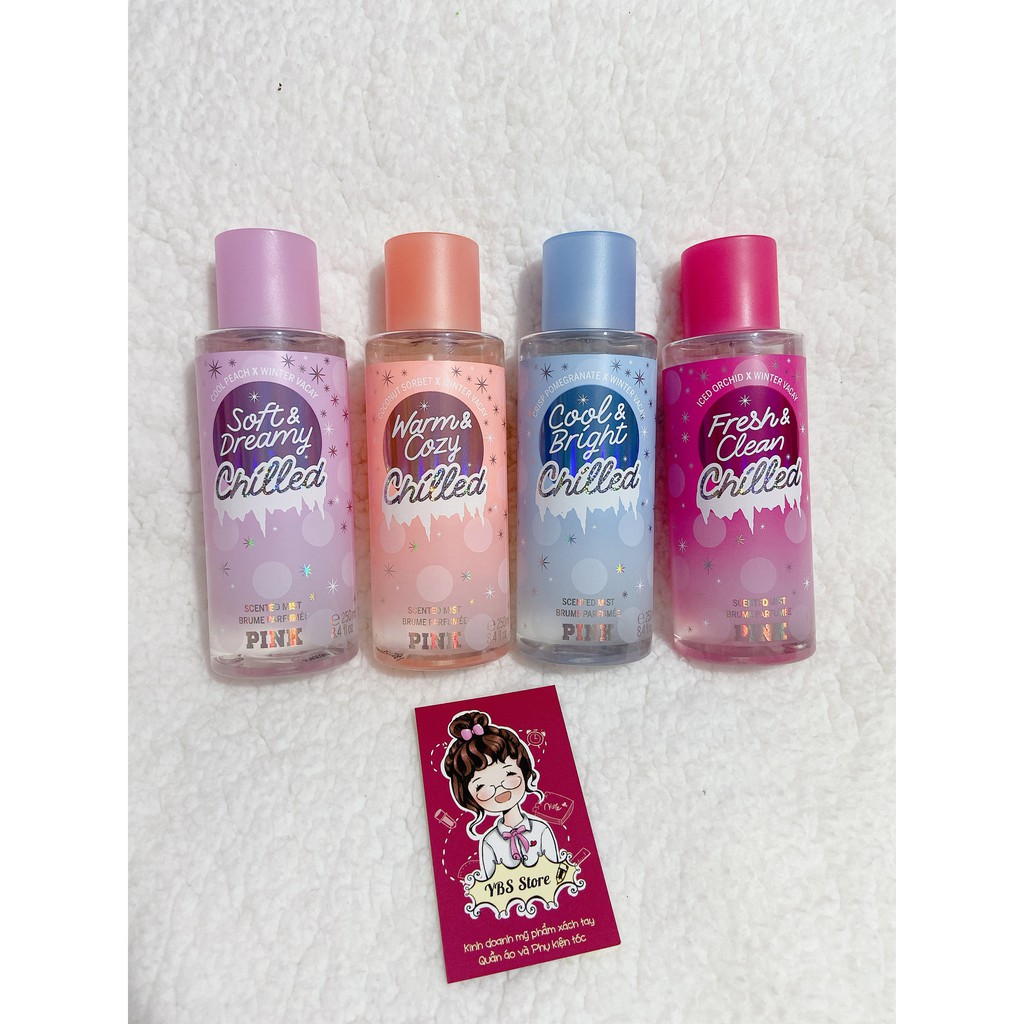 Cool & Bright/Beach Flower/Soft Dreamy Nước hoa Xịt thơm toàn thân Victoria's Secret Pink Scented Mist 250ml