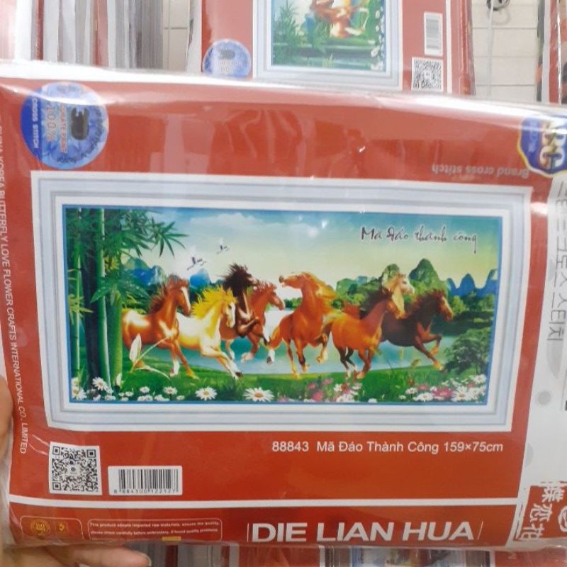 tranh thêu chữ thập 3d mã đáo thành công 88843 (159×75)